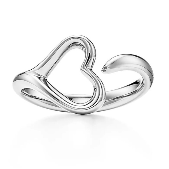 Tiffany & Co. Jewelry - TIFFANY&CO. Sz 5.5 (US) Large Silver Elsa Peretti Open Heart Ring $425 Retail